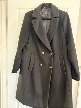 Lark & Ro Double-Breasted Pea Coat in Black